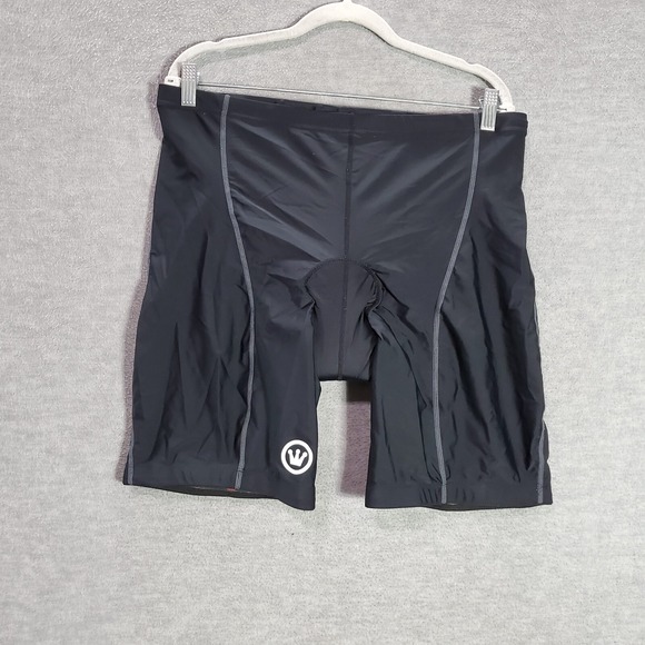 Canari Men Activewear Shorts 2XL Black Cycling Padded Logo Mid Rise 10" Inseam - Picture 1 of 10
